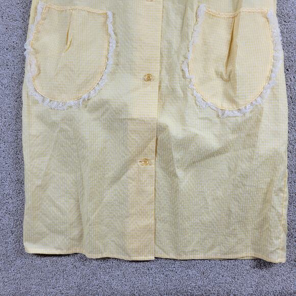 VTG Kingly Womens House Coat‎ 10 Yellow Gingham Grandma Cottagecore Nightgown - Picture 3 of 12
